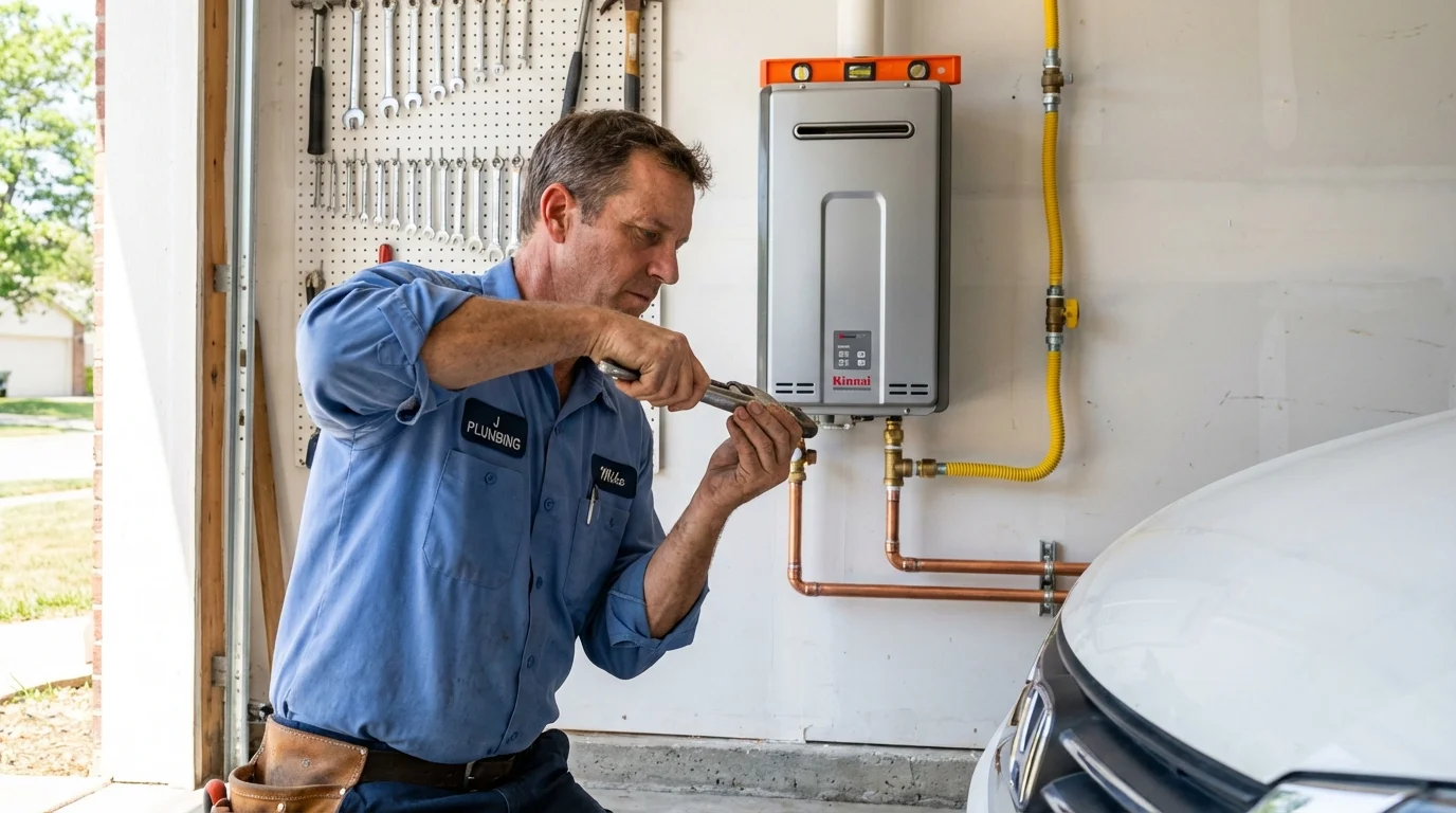 Tankless water heater installation by a Johns Plumbing LLC plumber in French Camp